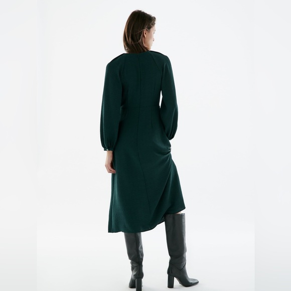 Zara Dresses Zara Green Puff Sleeve Midi Dress Nwt Poshmark